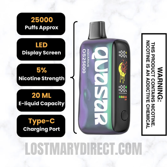 Aquarius Lost Mary Quasar OS25000 Diposable Vape Specifications Aquarius Lost Mary Quasar OS25000 Diposable Vape Specifications