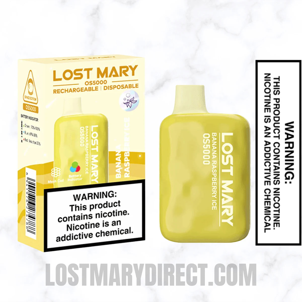 Banana Raspberry Ice Lost Mary OS5000 Disposable Vape With Package Box Banana Raspberry Ice Lost Mary OS5000 Disposable Vape With Package Box