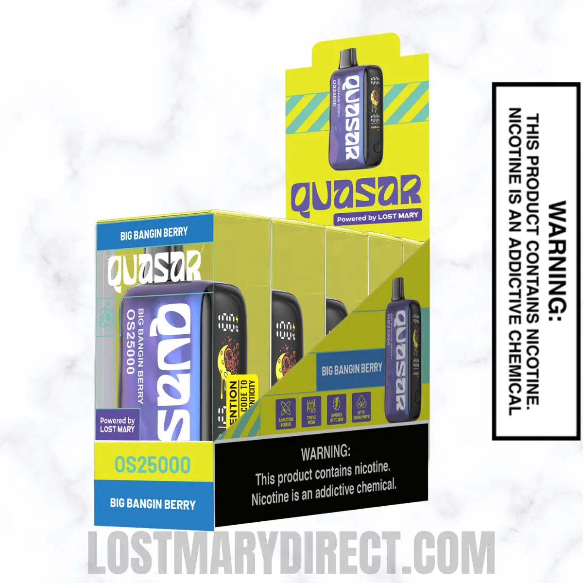 Big Bangin Berry Lost Mary Quasar OS25000 Diposable Vape with pack of 5 Big Bangin Berry Lost Mary Quasar OS25000 Diposable Vape with pack of 5