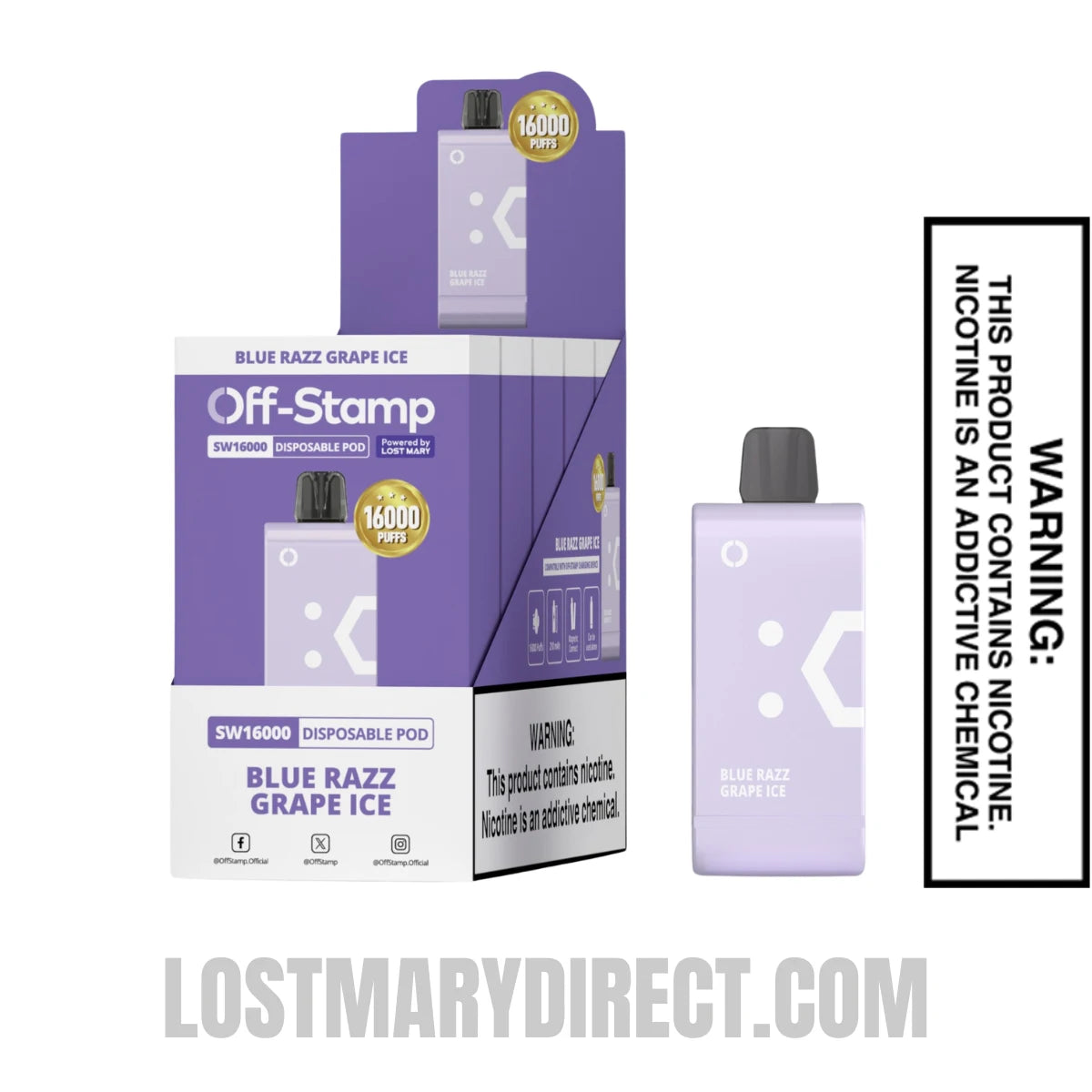 Blue Razz Grape Ice Off Stamp SW16000 Disposable Pod With Bundle Pack Blue Razz Grape Ice Off Stamp SW16000 Disposable Pod With Bundle Pack
