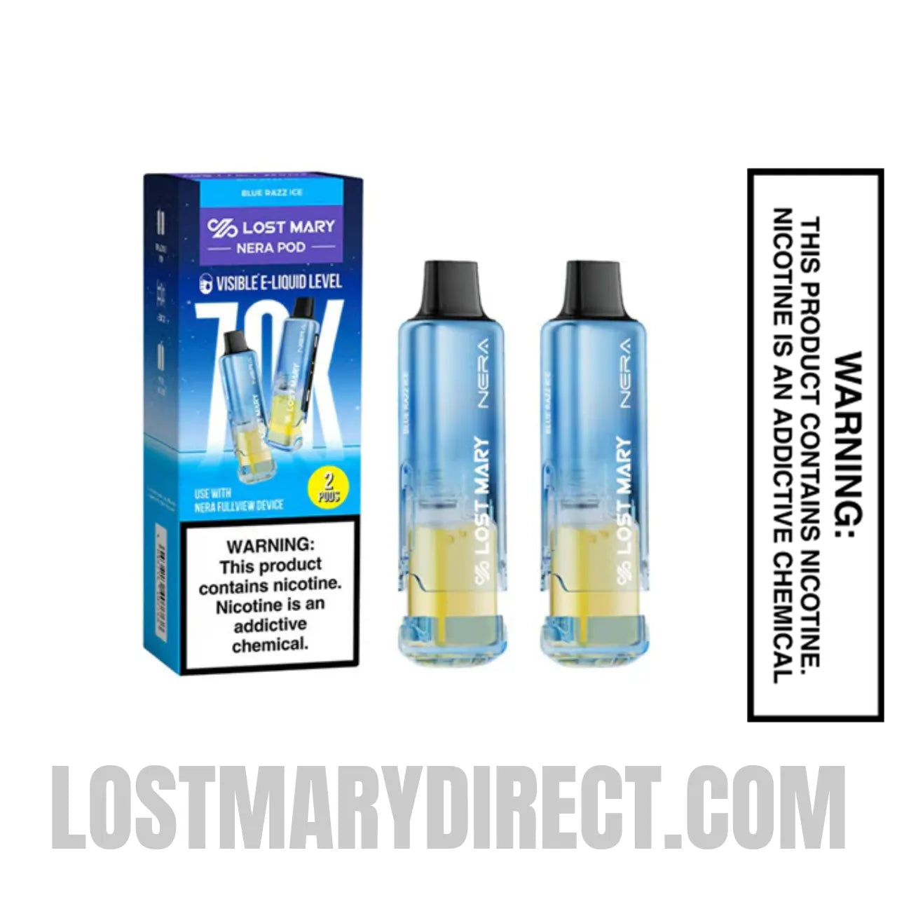 Blue Razz Ice Lost Mary Nera Fullview 70K Vape Pod with Package Box Blue Razz Ice Lost Mary Nera Fullview 70K Vape Pod with Package Box