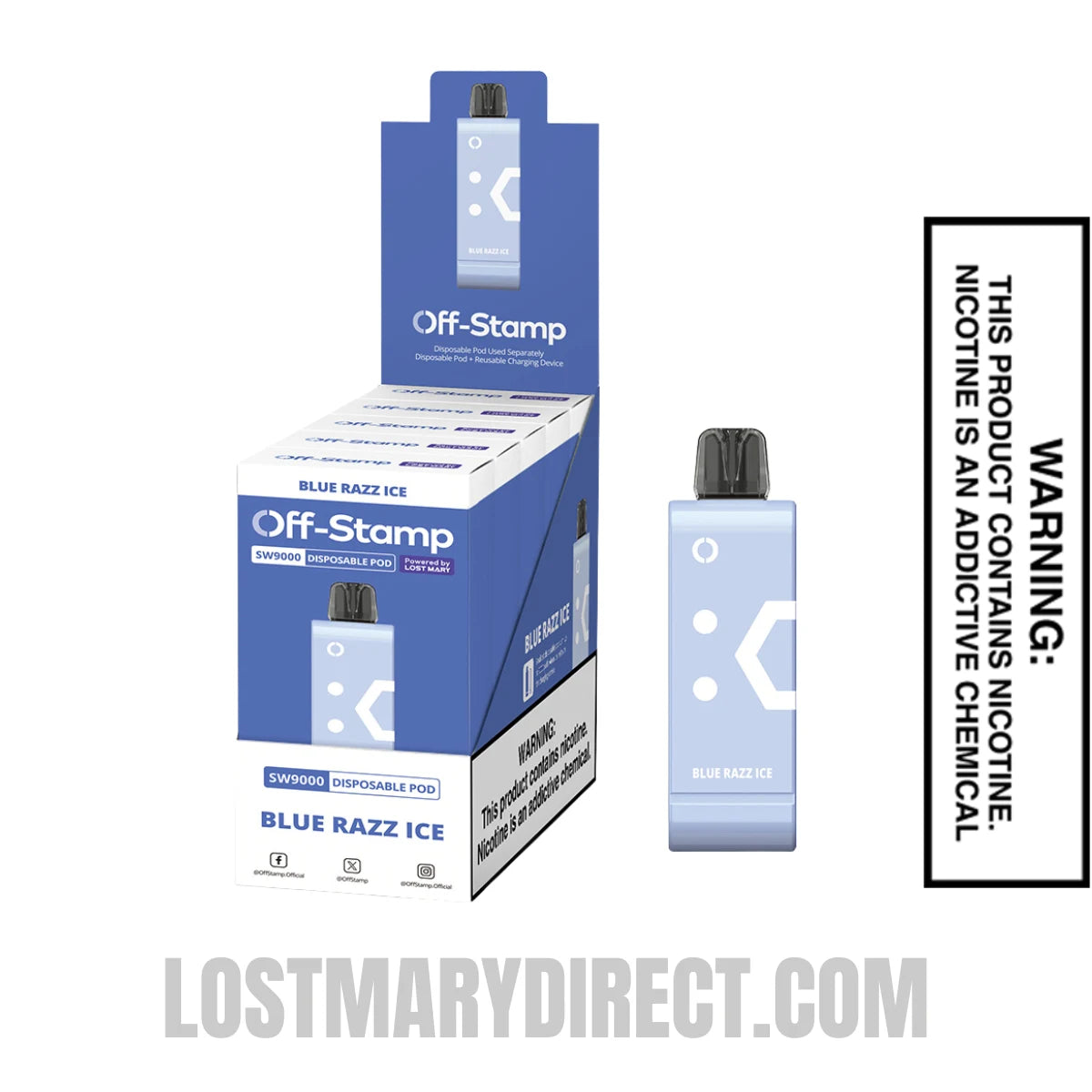 Blue Razz Ice Off Stamp SW9000 Disposable Pod With Bundle Pack Blue Razz Ice Off Stamp SW9000 Disposable Pod With Bundle Pack