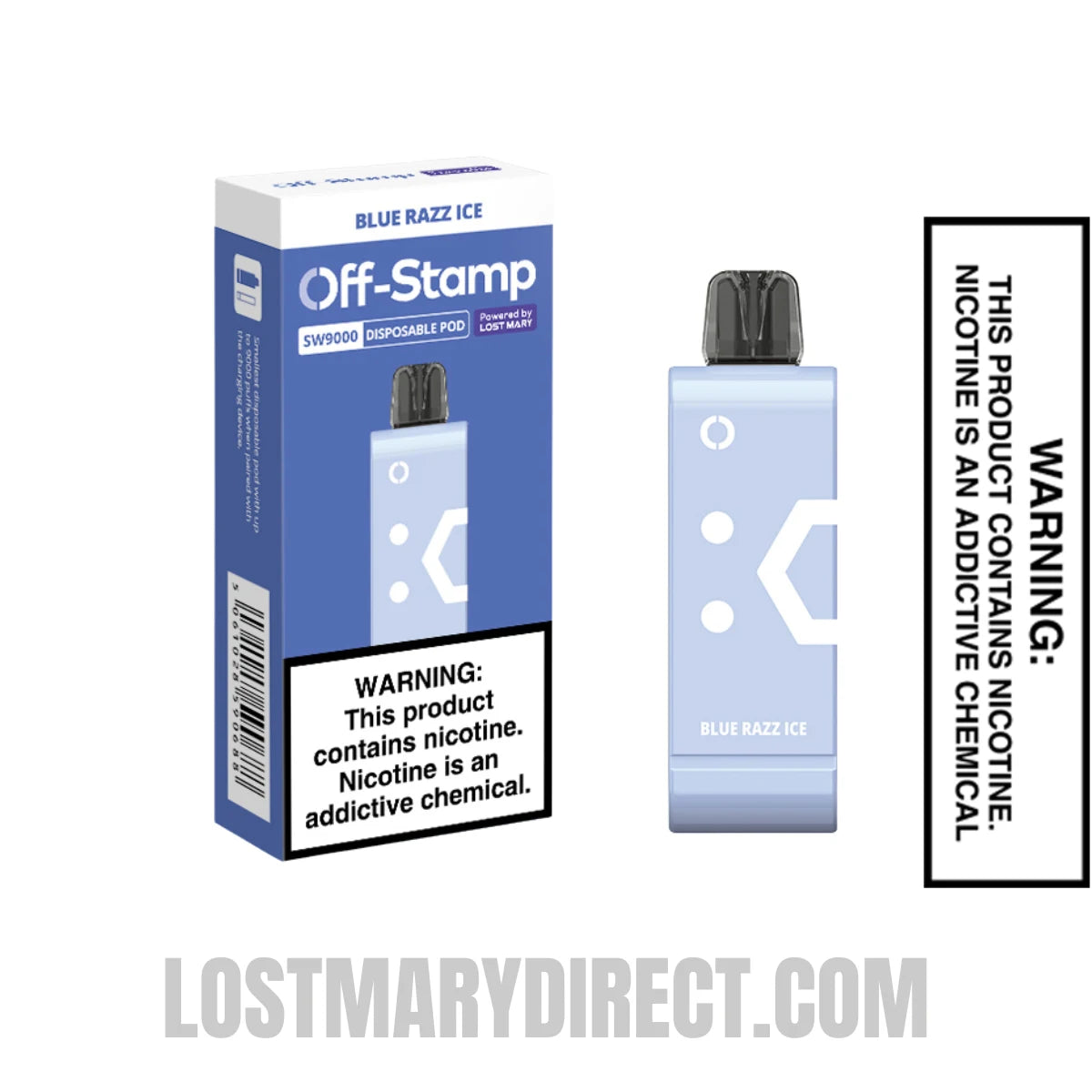 Blue Razz Ice Off Stamp SW9000 Disposable Pod With Package Box Blue Razz Ice Off Stamp SW9000 Disposable Pod With Package Box