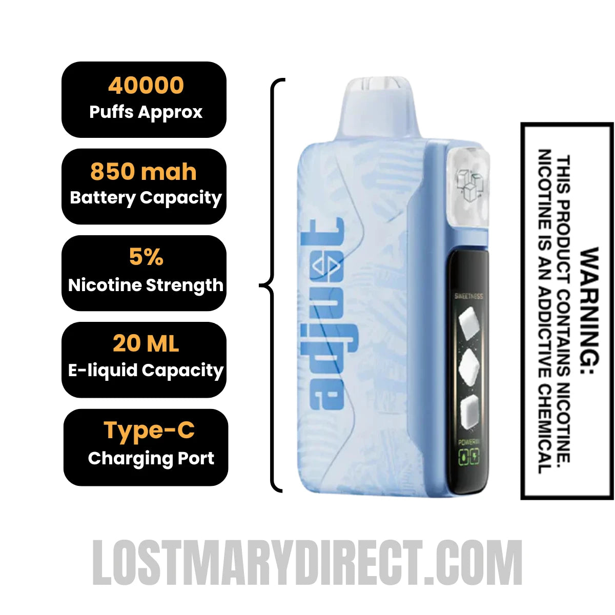 Blue Razz B-Pop Adjust MySweet 40K Disposable Vape Specifcations Blue Razz B-Pop Adjust MySweet 40K Disposable Vape Specifcations