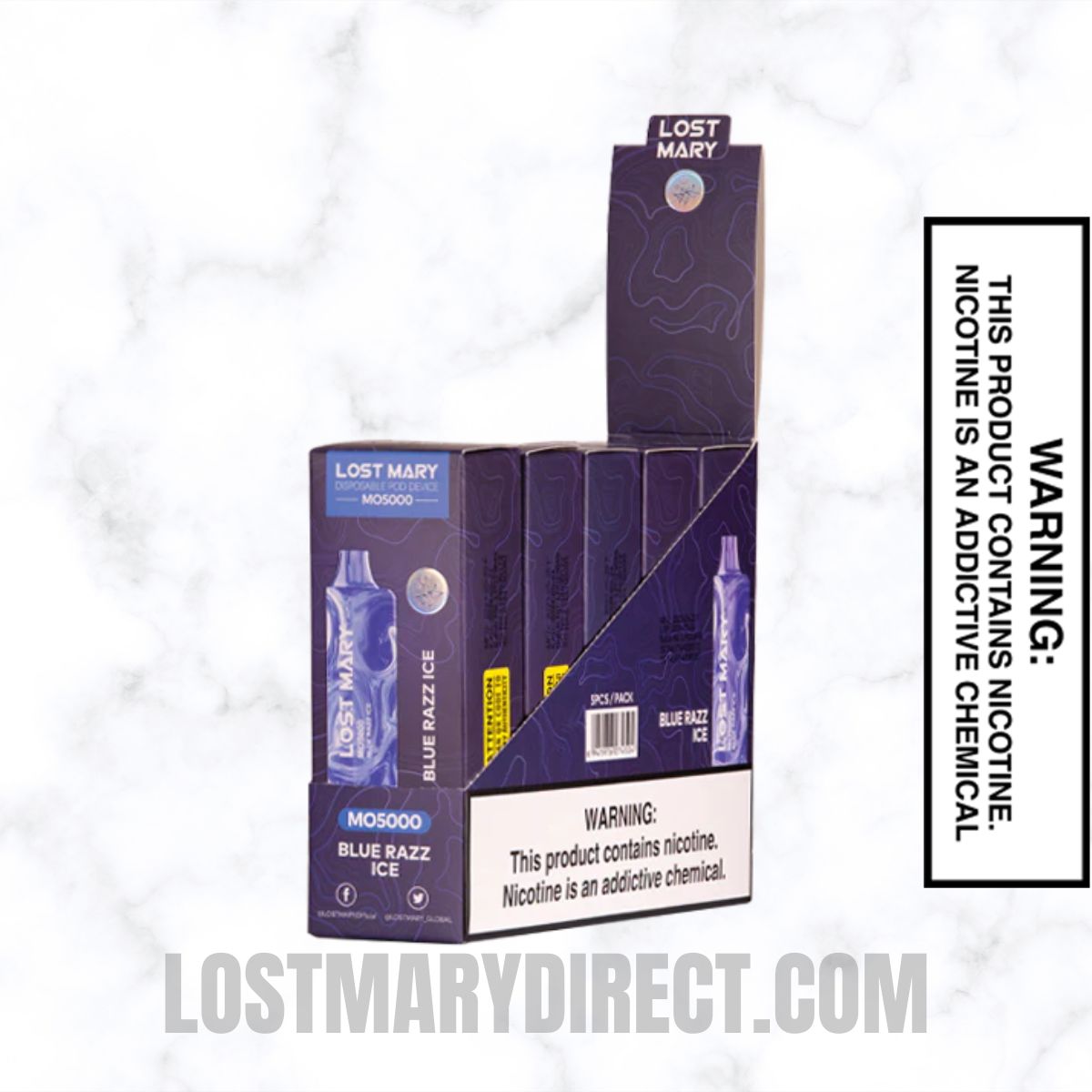 Blue Razz Ice Lost Mary MO5000 Diposable Vape With Package Box Blue Razz Ice Lost Mary MO5000 Diposable Vape With Package Box