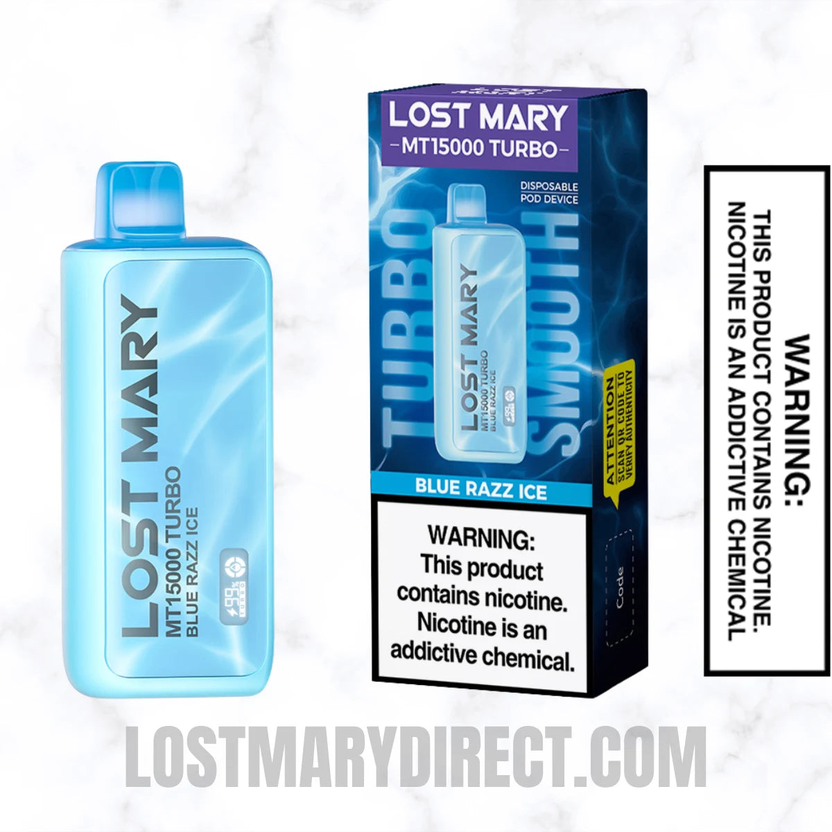 Blue Razz Ice Lost Mary MT15000 TURBO Vape With Package Box Blue Razz Ice Lost Mary MT15000 TURBO Vape With Package Box