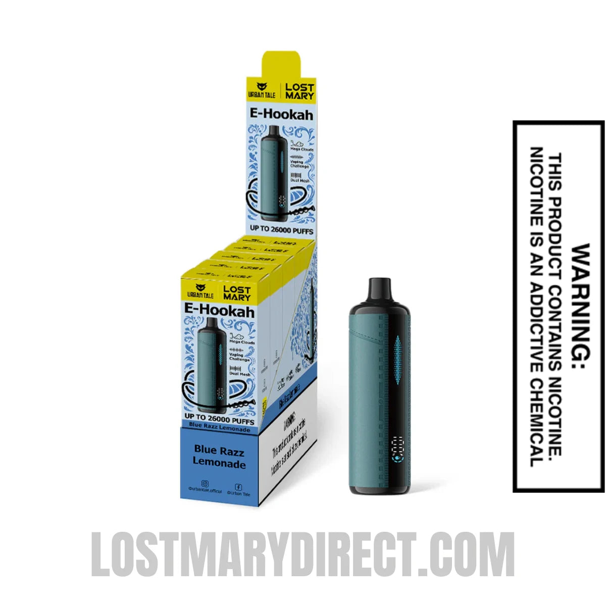 Blue Razz Lemonade Urban Tale x Lost Mary E-Hookah Disposable Vape With Bundle Pack Blue Razz Lemonade Urban Tale x Lost Mary E-Hookah Disposable Vape With Bundle Pack