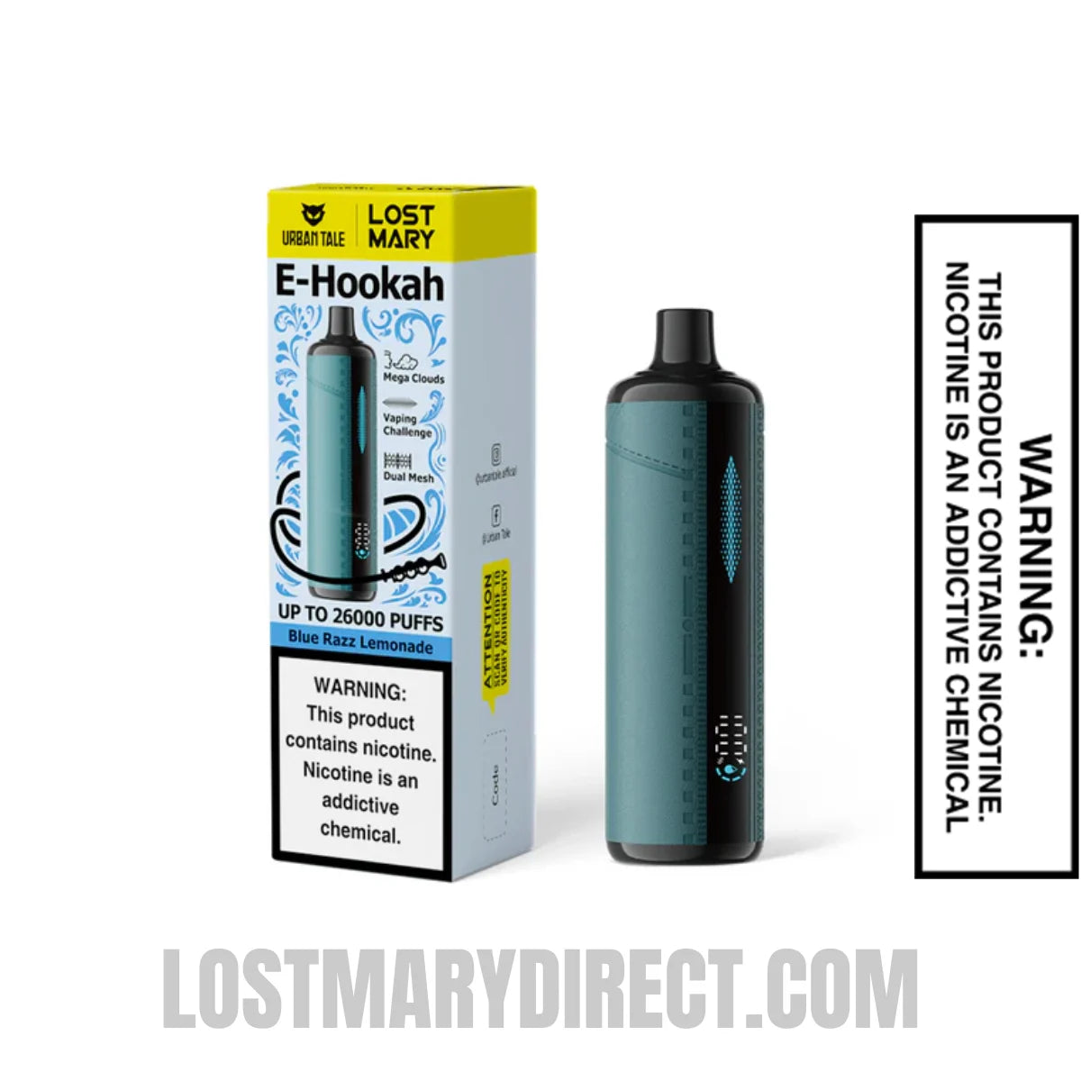 Blue Razz Lemonade Urban Tale x Lost Mary E-Hookah Disposable Vape with Package box Blue Razz Lemonade Urban Tale x Lost Mary E-Hookah Disposable Vape with Package box