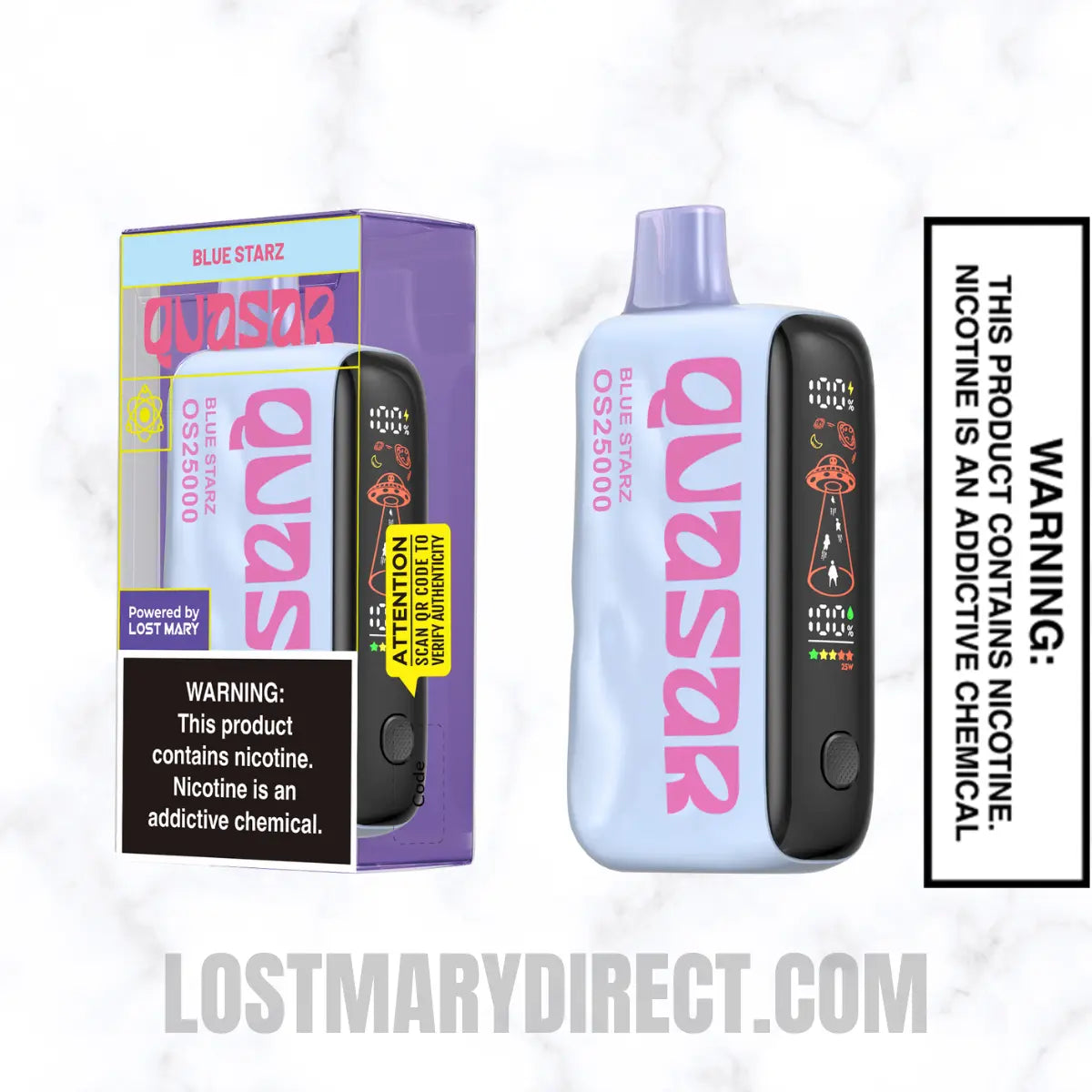 Blue Starz Lost Mary Quasar OS25000 Diposable Vape with package box Blue Starz Lost Mary Quasar OS25000 Diposable Vape with package box