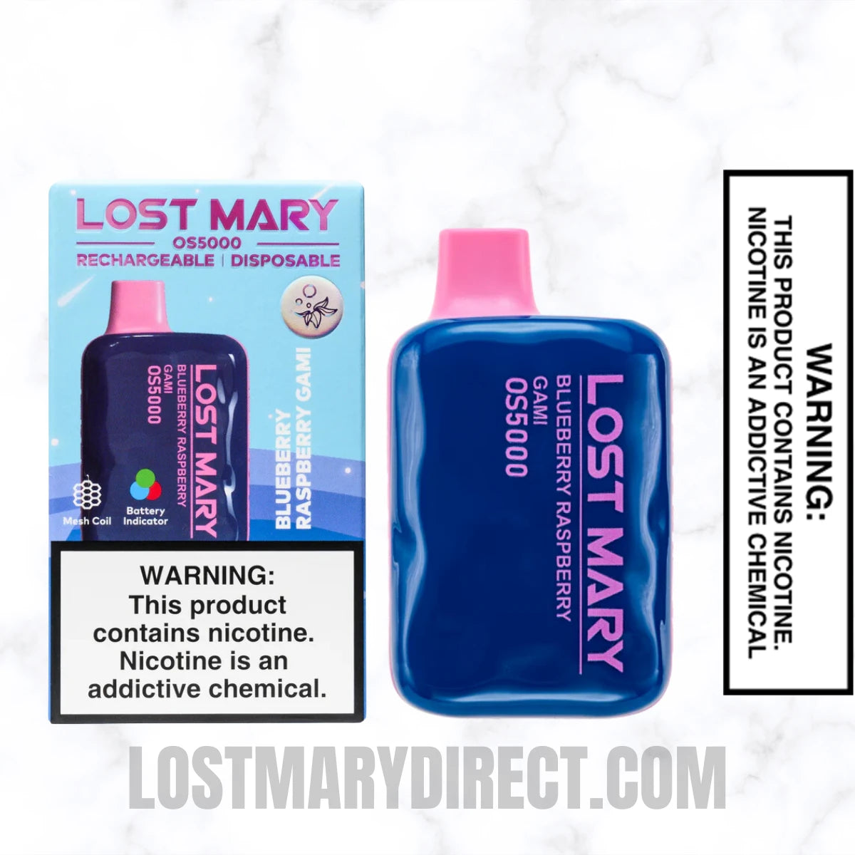 Blueberry Raspberry Gami Lost Mary OS5000 Disposable Vape With Package Box Blueberry Raspberry Gami Lost Mary OS5000 Disposable Vape With Package Box