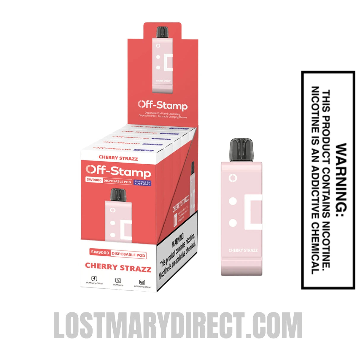 Cherry Strazz Off Stamp SW9000 Disposable Pod With Bundle Pack Cherry Strazz Off Stamp SW9000 Disposable Pod With Bundle Pack