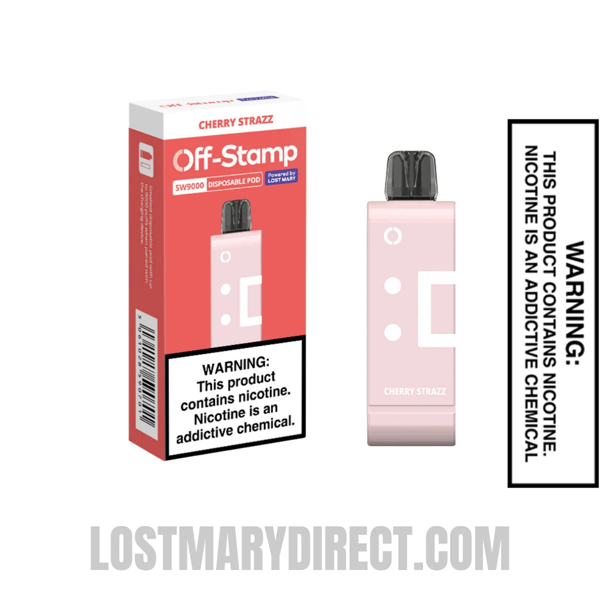 Cherry Strazz Off Stamp SW9000 Disposable Pod With Package Box Cherry Strazz Off Stamp SW9000 Disposable Pod With Package Box