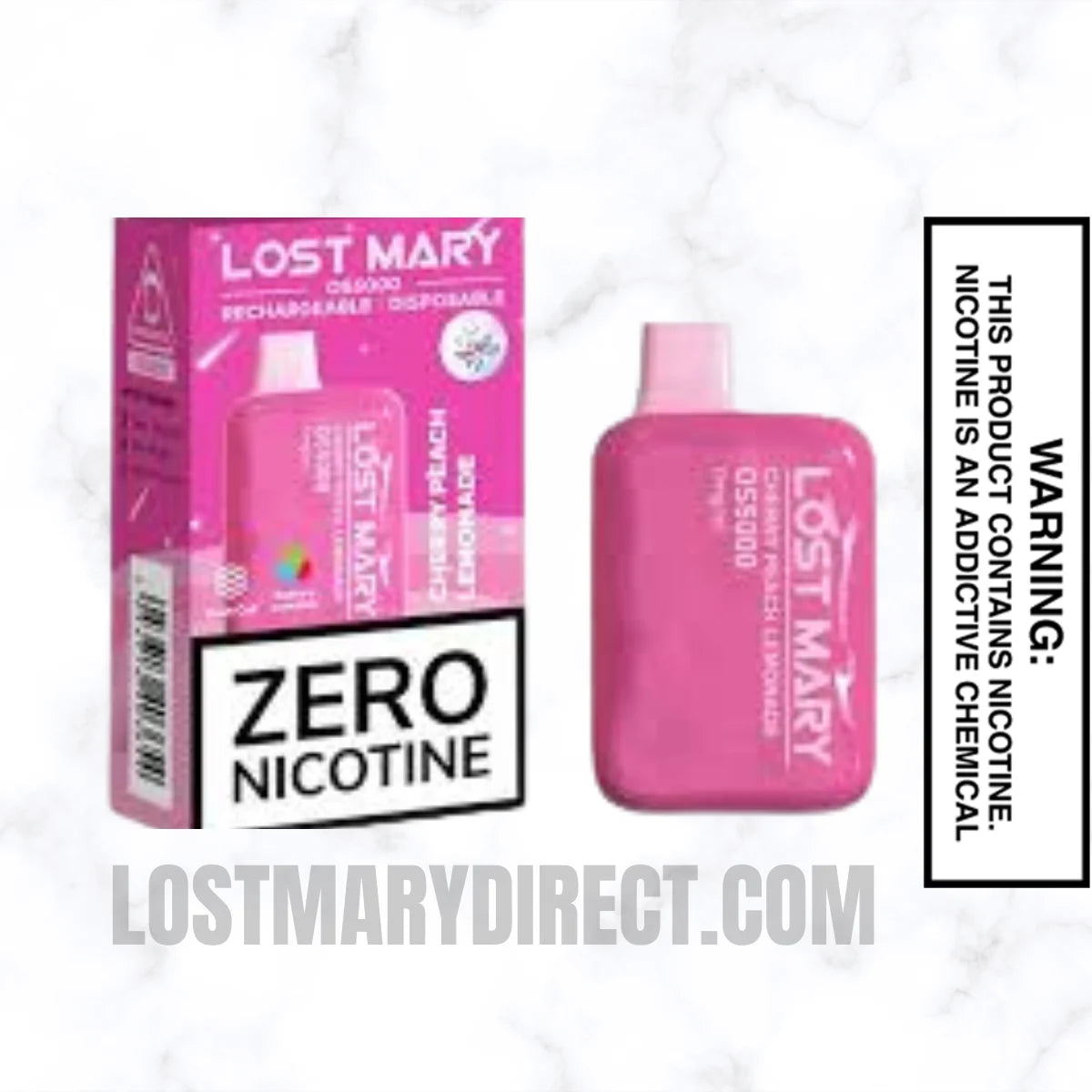 Cherry Peach Lemonade Lost Mary OS5000 Zero Nicotine Vape Package Cherry Peach Lemonade Lost Mary OS5000 Zero Nicotine Vape Package