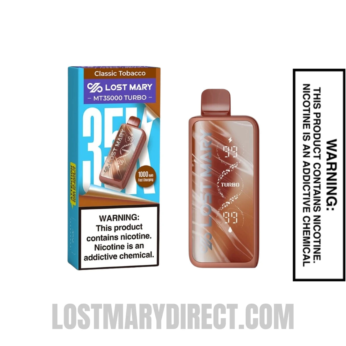 Classic Tobacco Lost Mary MT35000 Turbo Vape with Package box Classic Tobacco Lost Mary MT35000 Turbo Vape with Package box