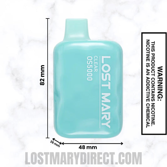Clear Lost Mary OS5000 Disposable Vape Dimensions Clear Lost Mary OS5000 Disposable Vape Dimensions