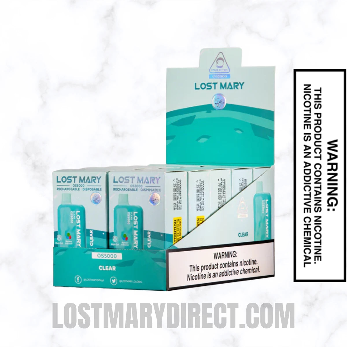 Clear Lost Mary OS5000 Disposable Vape With Package Box Clear Lost Mary OS5000 Disposable Vape With Package Box