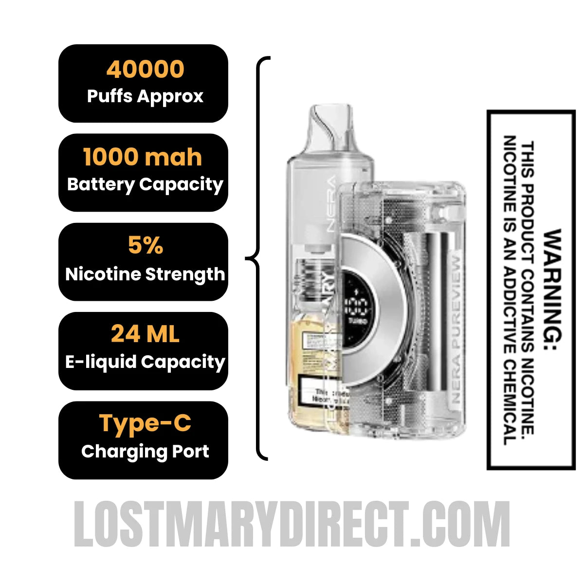 Dragon Strawnana Lost Mary Nera Pureview 40K Vape Kit Specification Dragon Strawnana Lost Mary Nera Pureview 40K Vape Kit Specification