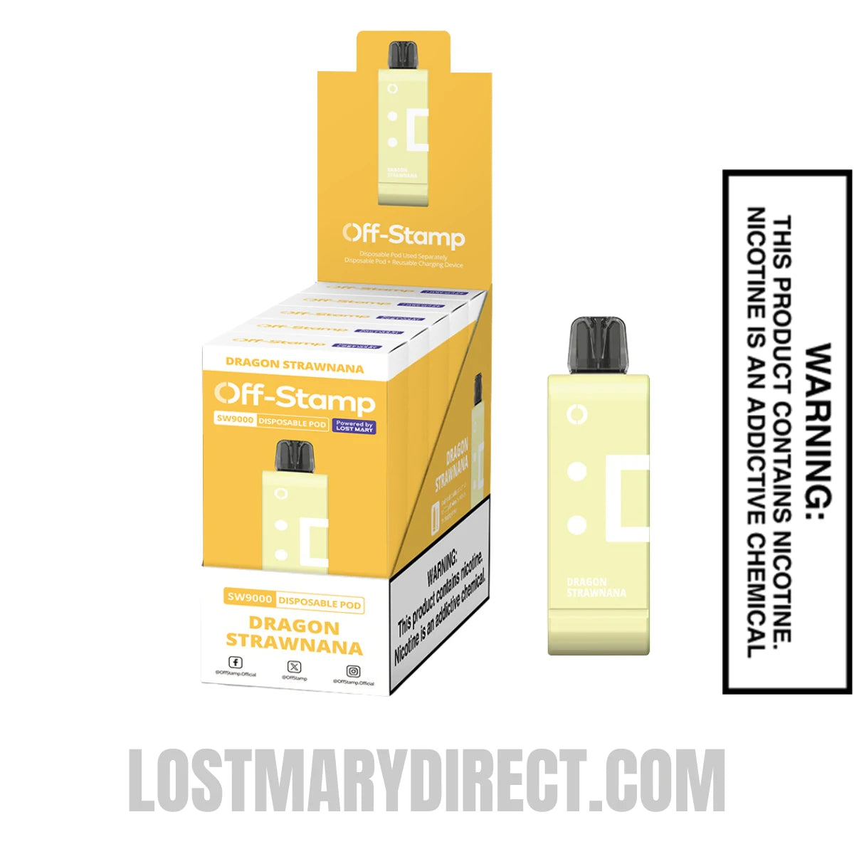 Dragon Strawnana Off Stamp SW9000 Disposable Pod With Bundle Pack Dragon Strawnana Off Stamp SW9000 Disposable Pod With Bundle Pack
