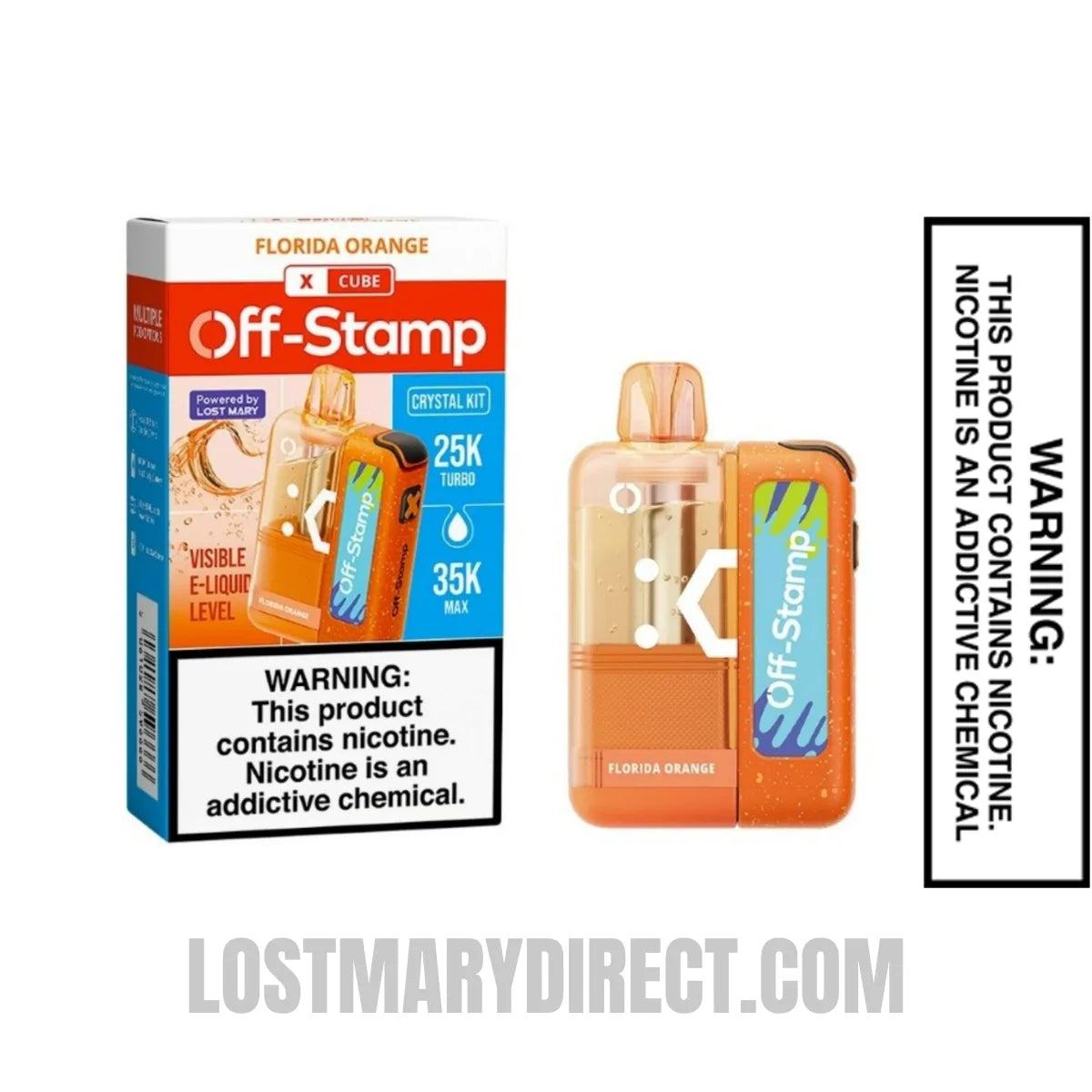 Florida Orange Off Stamp X Crystal Cube 35K Disposable Vape Kit with Package box Florida Orange Off Stamp X Crystal Cube 35K Disposable Vape Kit with Package box
