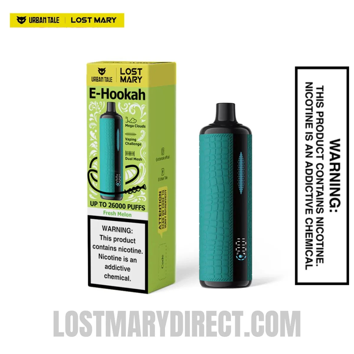 Fresh Melon Urban Tale x Lost Mary E-Hookah Disposable Vape with Package box Fresh Melon Urban Tale x Lost Mary E-Hookah Disposable Vape with Package box