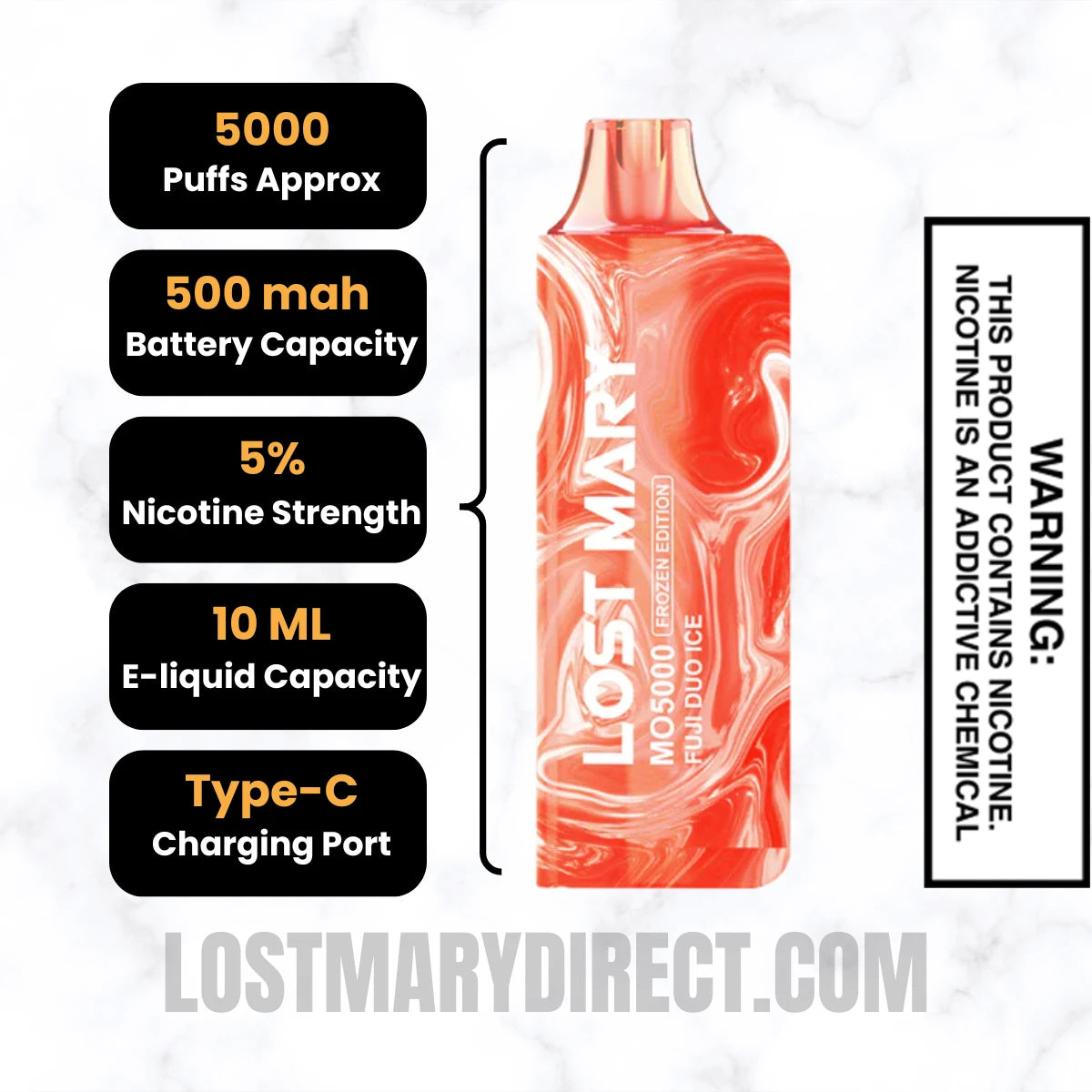 Fuji Duo Ice Lost Mary MO5000 Disposable Vape Specifications Fuji Duo Ice Lost Mary MO5000 Disposable Vape Specifications