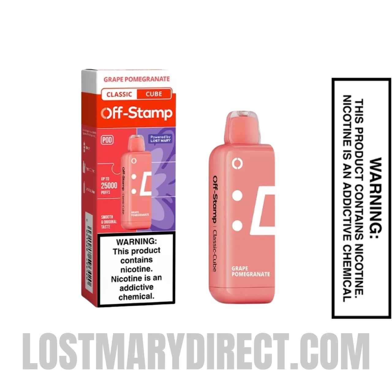 Grape Pomegranate Off Stamp Classic Cube 25K Disposable Pod with Package Box Grape Pomegranate Off Stamp Classic Cube 25K Disposable Pod with Package Box