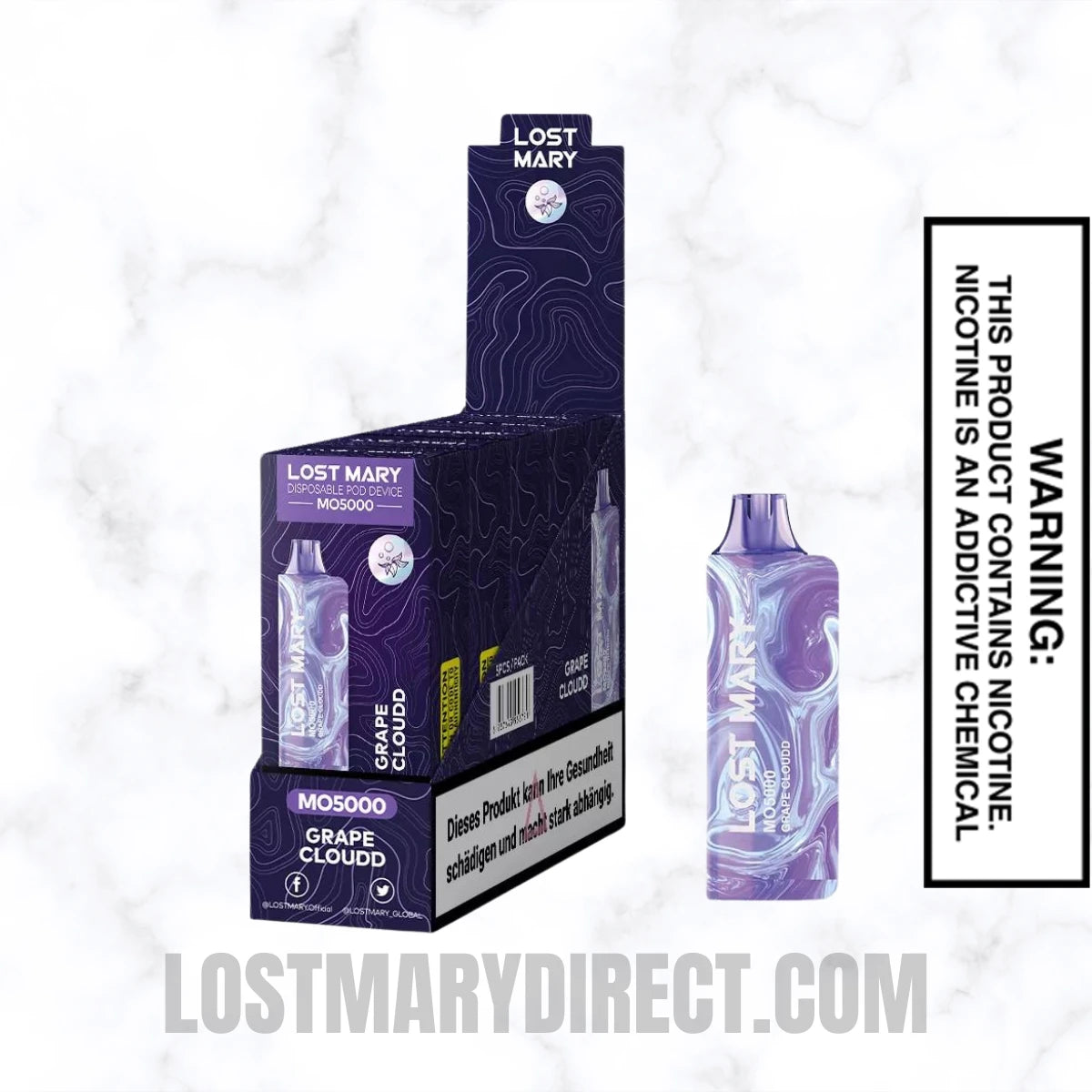 Grape Cloudd Lost Mary MO5000 Disposable Vape With Package Box Grape Cloudd Lost Mary MO5000 Disposable Vape With Package Box