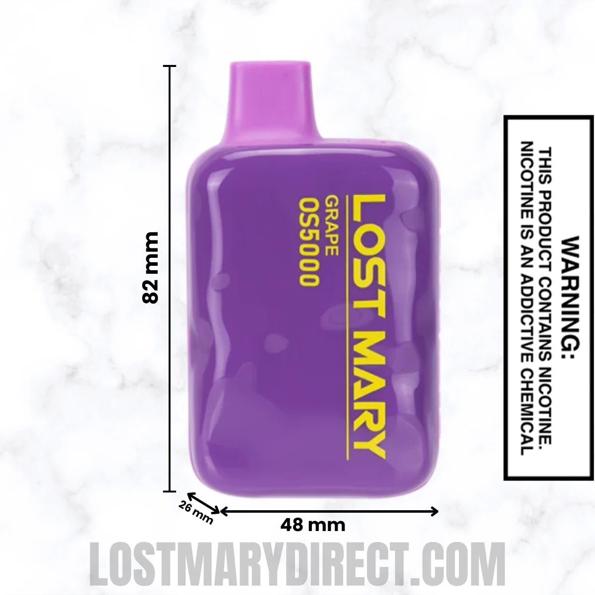 Grape Lost Mary OS5000 Disposable Vape Dimensions Grape Lost Mary OS5000 Disposable Vape Dimensions