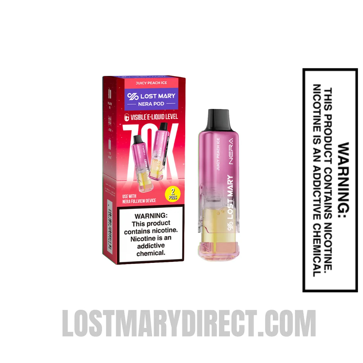 Juicy Peach Ice Lost Mary Nera Fullview 70K Disposable Vape Pod with package Juicy Peach Ice Lost Mary Nera Fullview 70K Disposable Vape Pod with package