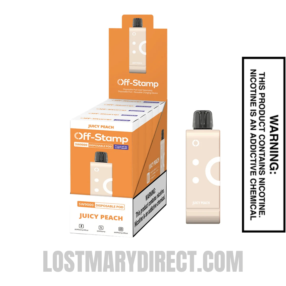Juicy Peach Off Stamp SW9000 Disposable Pod With Package Box Juicy Peach Off Stamp SW9000 Disposable Pod With Package Box