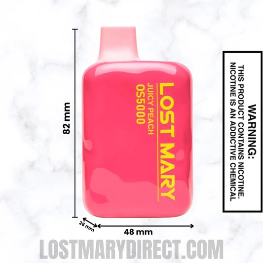 Juicy Peach Lost Mary OS5000 Disposable Vape Dimensions Juicy Peach Lost Mary OS5000 Disposable Vape Dimensions