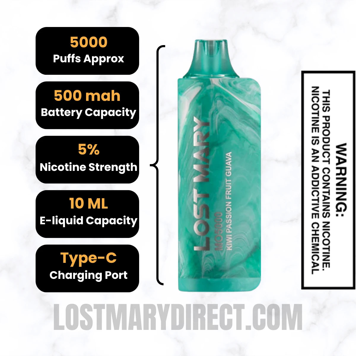 Kiwi Fuse Lost Mary MO5000 Disposable Vape Specifications Kiwi Fuse Lost Mary MO5000 Disposable Vape Specifications