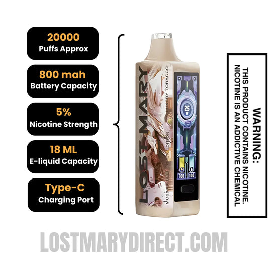 Luxury Tobacco Lost Mary MO20000 Pro Vape Specifcations Luxury Tobacco Lost Mary MO20000 Pro Vape Specifcations
