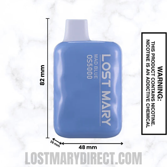 Mad Blue Lost Mary OS5000 Disposable Vape Dimensions Mad Blue Lost Mary OS5000 Disposable Vape Dimensions
