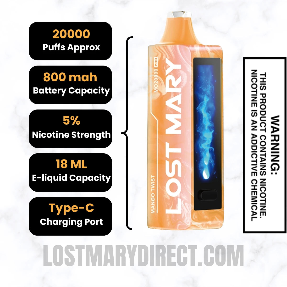 Mango Twist Lost Mary MO20000 PRO Diposable Vape Specifications Mango Twist Lost Mary MO20000 PRO Diposable Vape Specifications