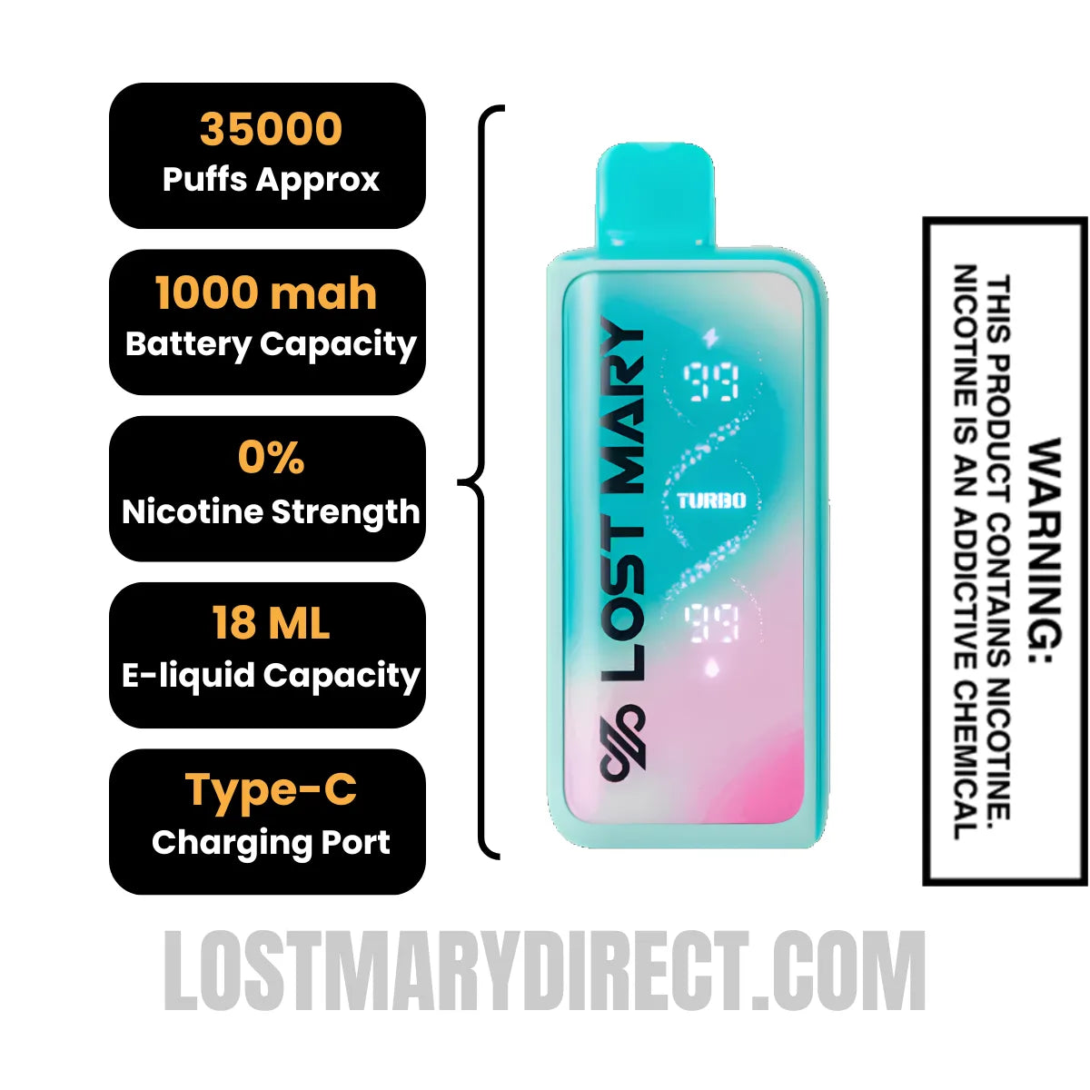 Miami Mint Lost Mary MT35000 Disposable Vape - 0% Nic with Specifications Miami Mint Lost Mary MT35000 Disposable Vape - 0% Nic with Specifications