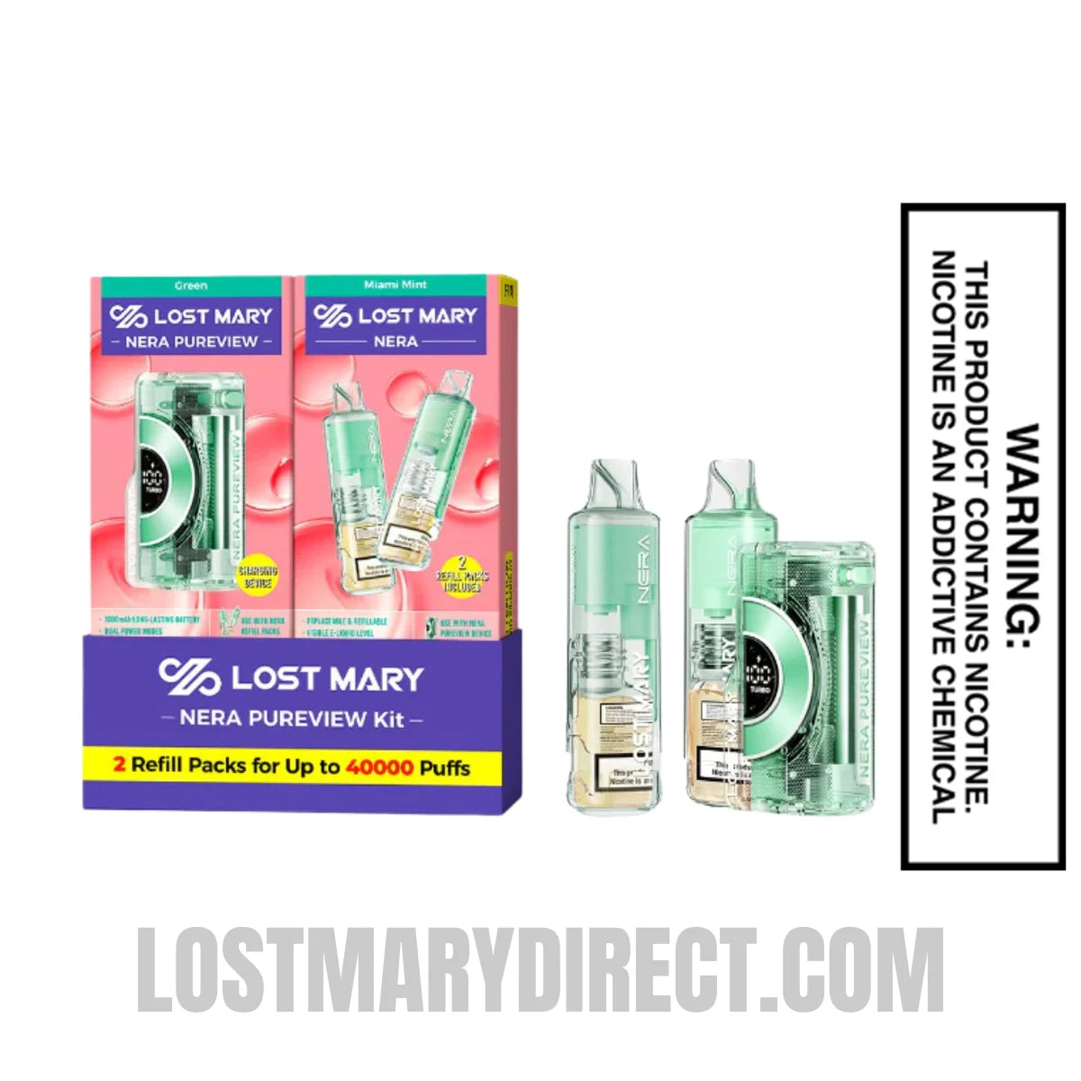 Miami Mint Lost Mary Nera Pureview 40K Vape Kit with Package Box Miami Mint Lost Mary Nera Pureview 40K Vape Kit with Package Box