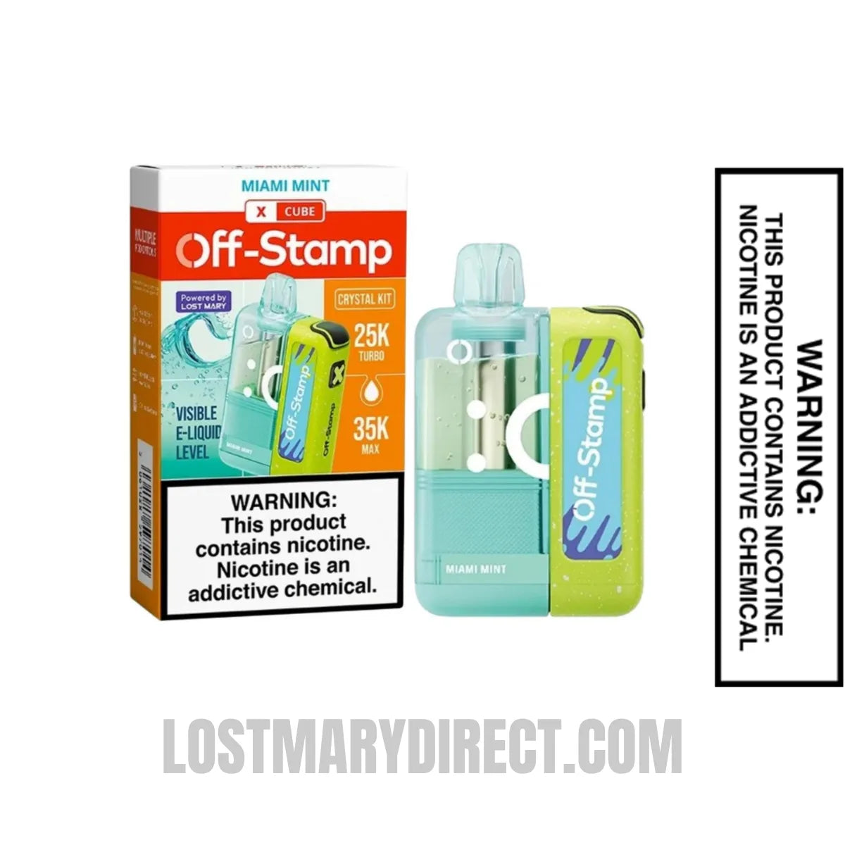 Miami Mint Off Stamp X Crystal Cube 35K Disposable Vape Kit with Package box Miami Mint Off Stamp X Crystal Cube 35K Disposable Vape Kit with Package box