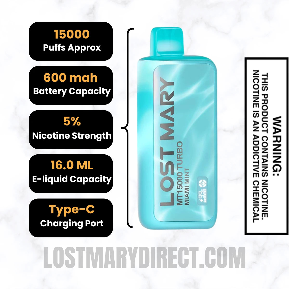 Miami Mint Lost Mary MT15000 TURBO Vape Specifications Miami Mint Lost Mary MT15000 TURBO Vape Specifications