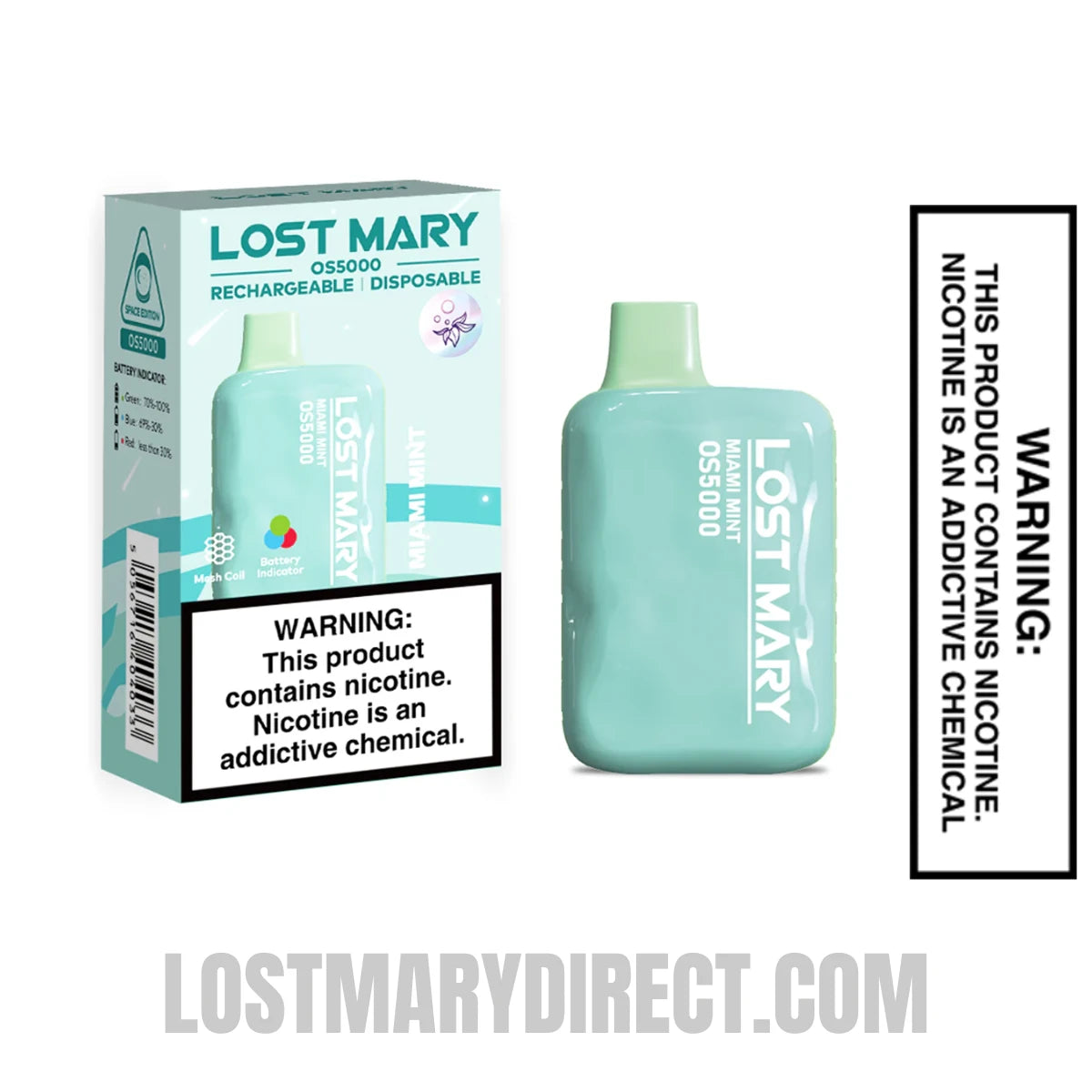 Miami Mint Lost Mary OS5000 Disposable Vape With Package Box Miami Mint Lost Mary OS5000 Disposable Vape With Package Box