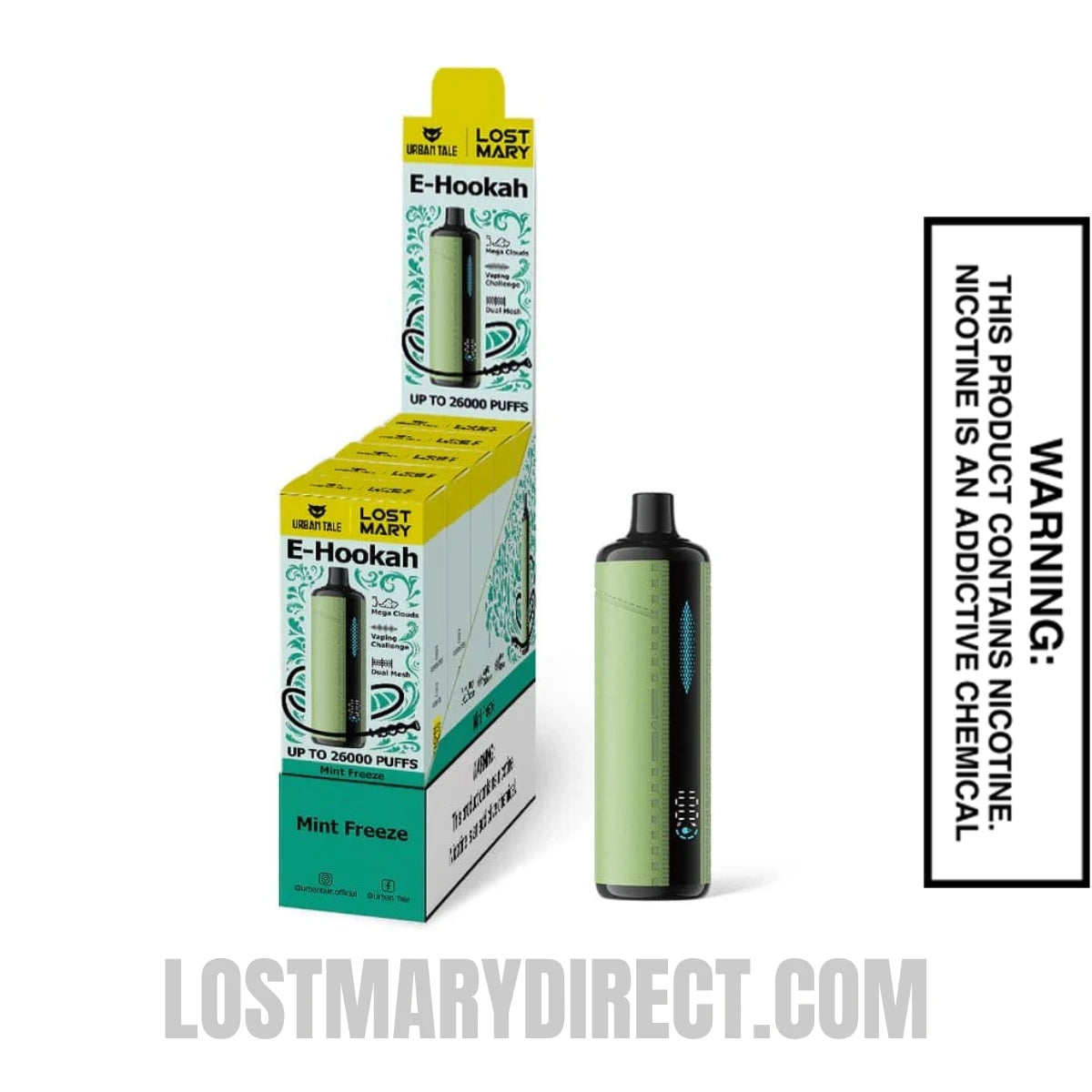 Mint Freeze Urban Tale x Lost Mary E-Hookah Disposable Vape With Bundle Pack Mint Freeze Urban Tale x Lost Mary E-Hookah Disposable Vape With Bundle Pack