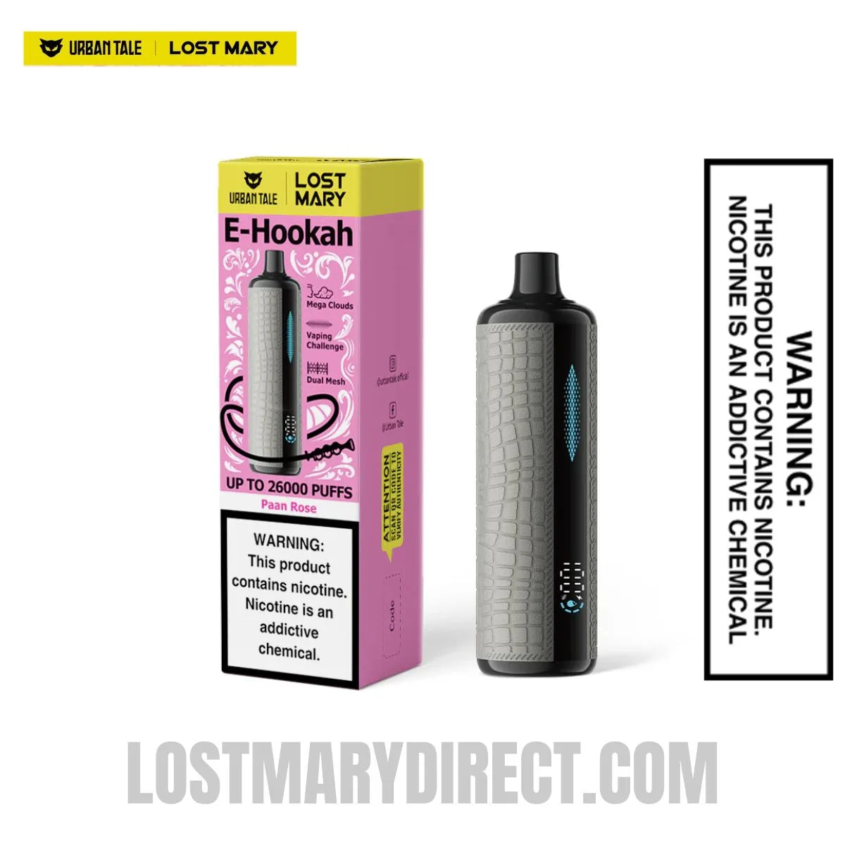 Paan Rose Lost Mary x Urban Tale E-Hookah Disposable Vape With Package Box Paan Rose Lost Mary x Urban Tale E-Hookah Disposable Vape With Package Box