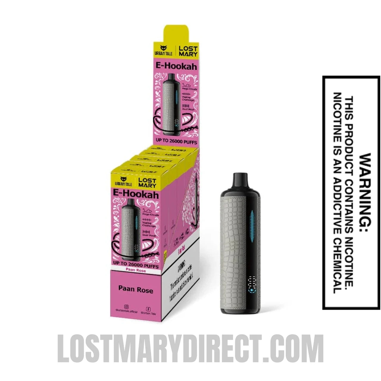 Paan Rose Urban Tale x Lost Mary E-Hookah Disposable Vape With Bundle Pack Paan Rose Urban Tale x Lost Mary E-Hookah Disposable Vape With Bundle Pack