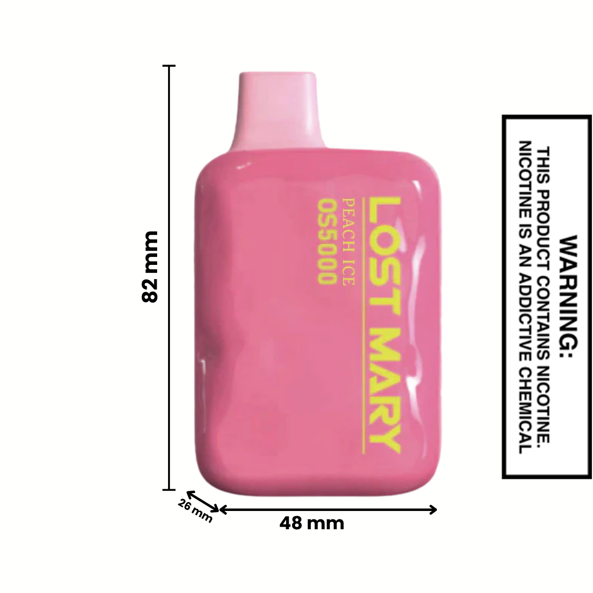 Peach Ice Lost Mary OS5000 Disposable Vape Specifications dimension Peach Ice Lost Mary OS5000 Disposable Vape Specifications dimension