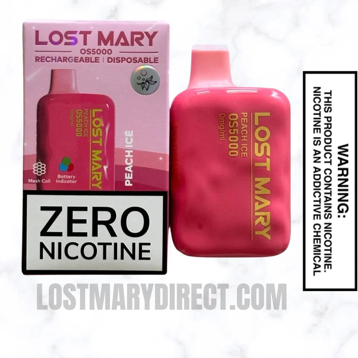 Peach Ice Lost Mary OS5000 Zero Nicotine Vape Package Peach Ice Lost Mary OS5000 Zero Nicotine Vape Package