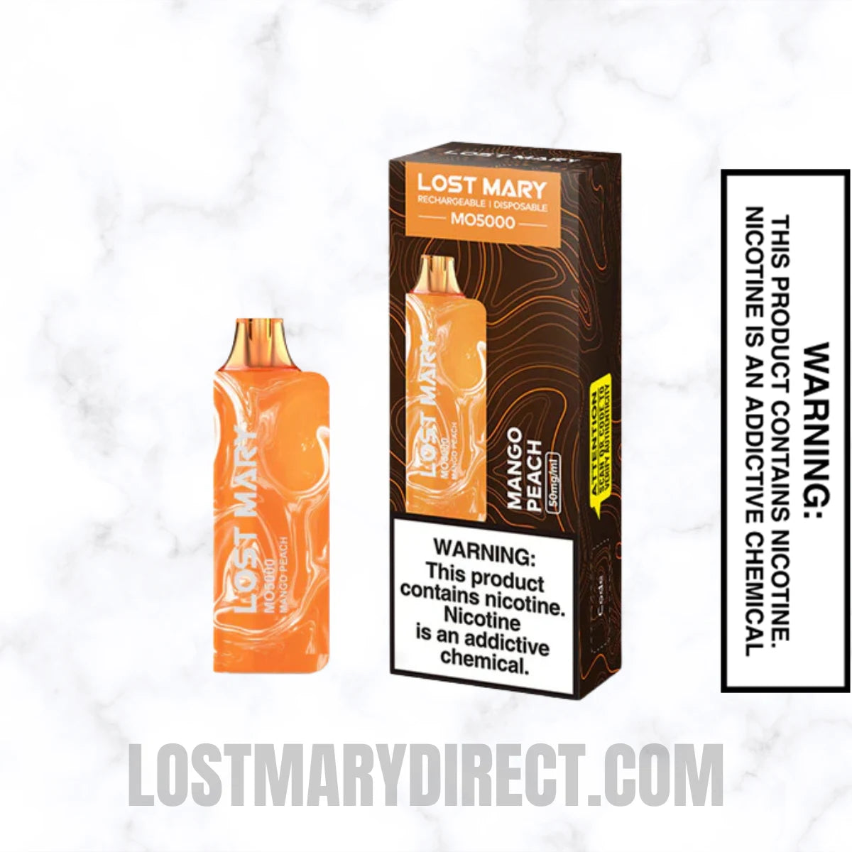 Peach Mango Lost Mary MO5000 Disposable Vape with package box Peach Mango Lost Mary MO5000 Disposable Vape with package box