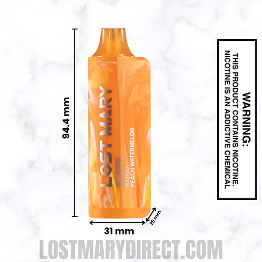 Peach Mango Watermelon Lost Mary MO5000 Disposable Vape Dimension Peach Mango Watermelon Lost Mary MO5000 Disposable Vape Dimension