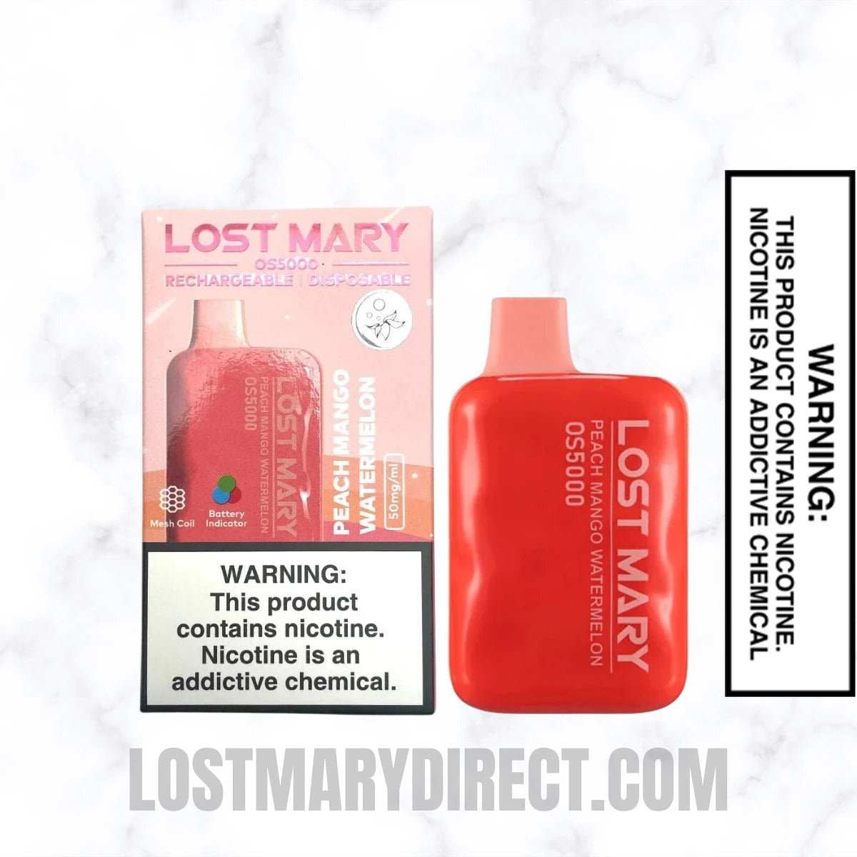 Peach Mango Watermelon Lost Mary OS5000 Disposable Vape With Package Box Peach Mango Watermelon Lost Mary OS5000 Disposable Vape With Package Box
