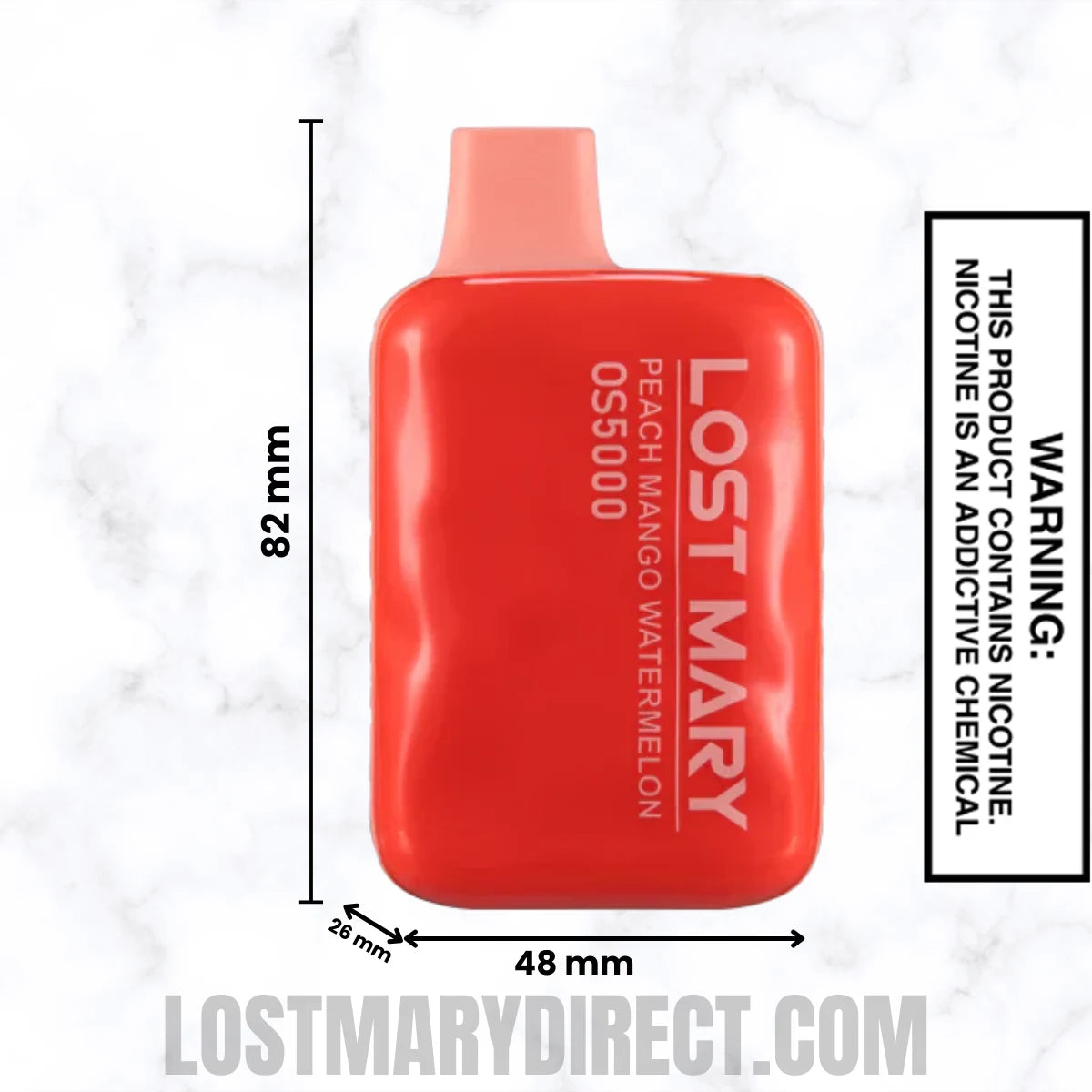 Peach Mango Watermelon Lost Mary OS5000 Disposable Vape Dimensions Peach Mango Watermelon Lost Mary OS5000 Disposable Vape Dimensions
