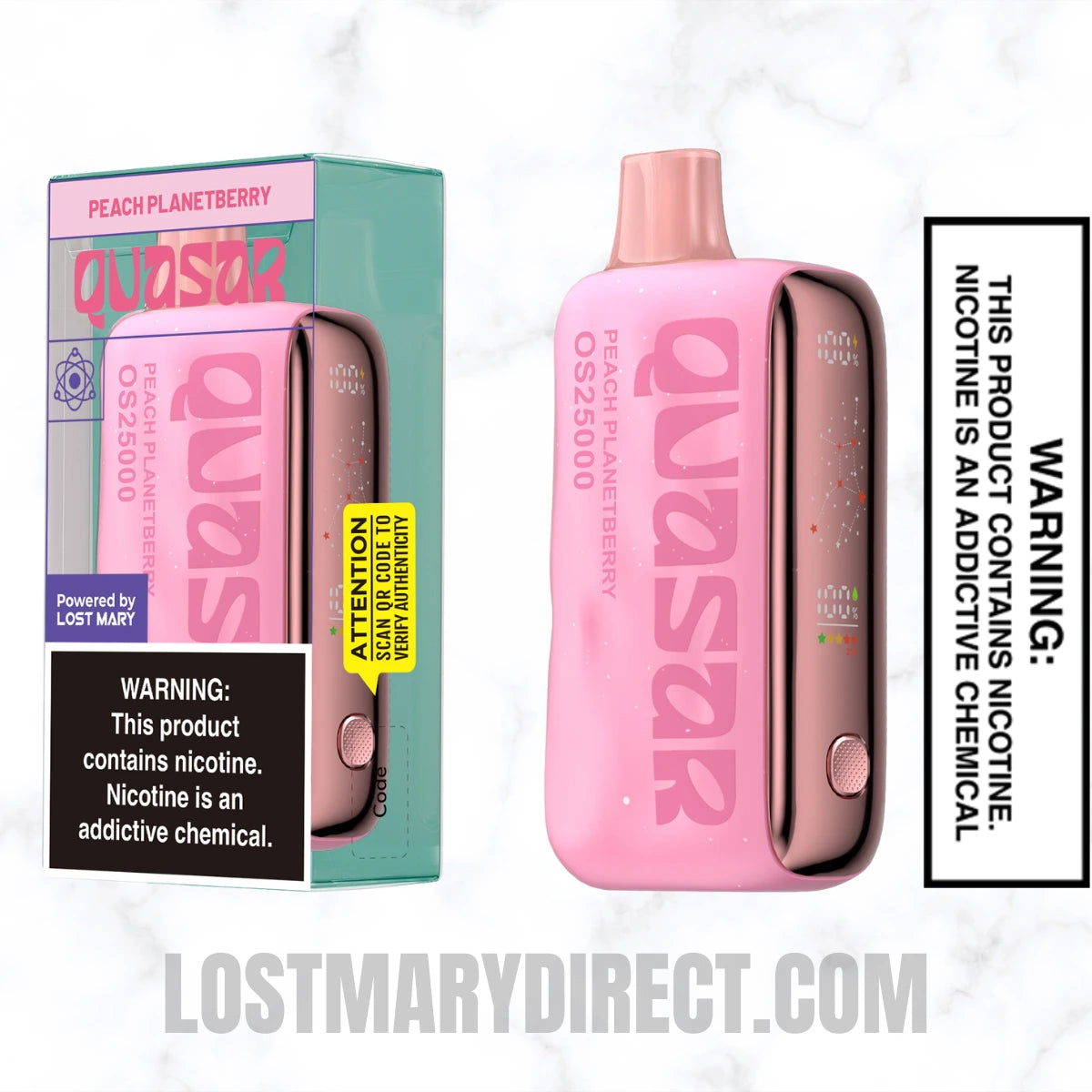 Peach Planetberry Lost Mary Quasar OS25000 Diposable Vape with package box Peach Planetberry Lost Mary Quasar OS25000 Diposable Vape with package box